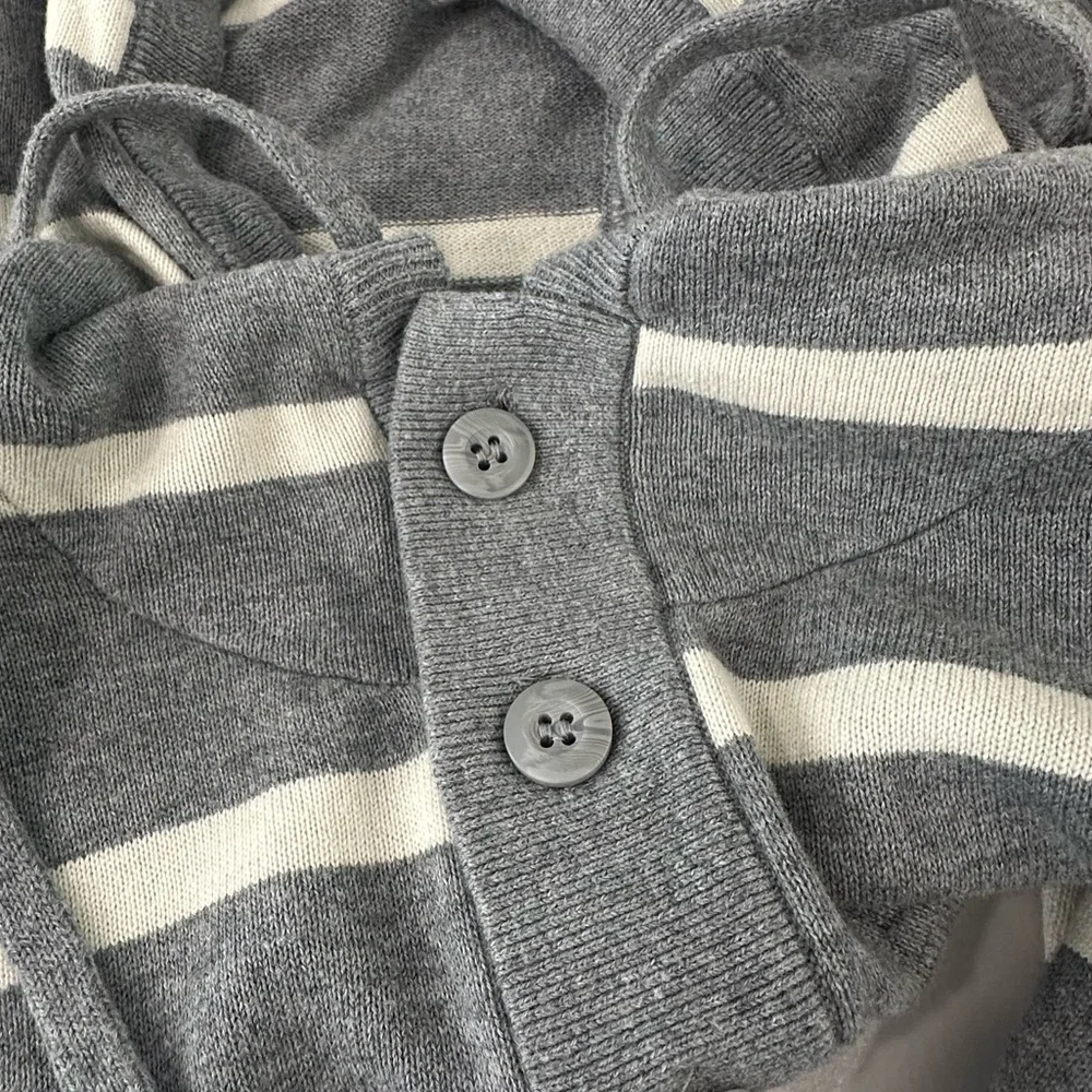 Frederik Anderson Copenhagen Men’s Grey Striped Cotton Nautical Button Sweater M